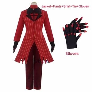 ALASTOR From Hazbin Hotel Stylish Red and Black Adult Costume Set XXL